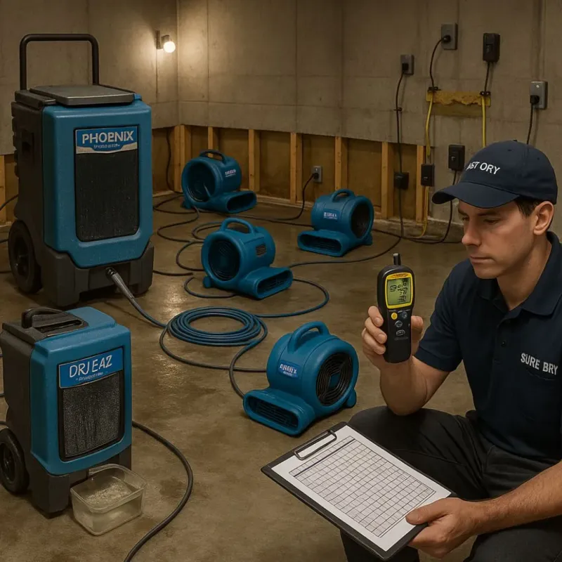 Structural Drying and Dehumidification process in Walnut, IL